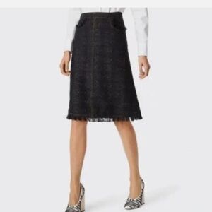Tory Burch Aria Skirt Black/Blue Metallic Check Tweed